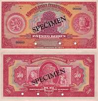 500 korún Československo 1929 specimen - REPLIKA - Kliknutím na obrázok zatvorte -